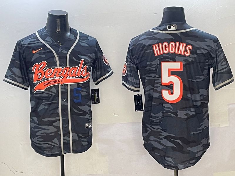 Men Cincinnati Bengals #5 Hiccins Camo Joint Name 2025 Nike Limited NFL Jersey style 5